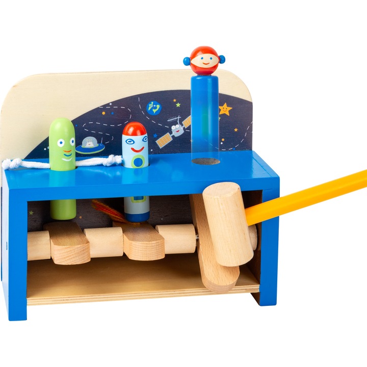 Jucarie interactiva de ciocanit, din lemn, Space, Legler
