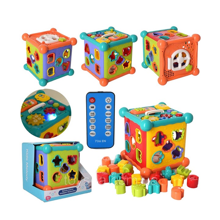 Cub Educational AKU, 8 in 1 Inteligent cu Telecomanda, 108 melodii Litere Cifre Animalute, Activitati de invatare Alfabetul Jucarie Bebelusi Prescolari AK6521