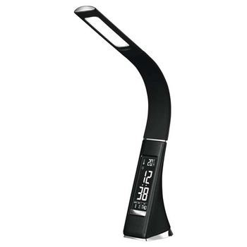 Lampa Birou cu LED HOME , Putere 7 W, Functie Ceas ,Functie afisaj Termometru, 3 Trepte pentru reglare luminozitate , Negru Lampa Birou cu LED HOME , Putere 7 W, Functie Ceas ,Functie afisaj Termometru, 3 Trepte pentru reglare luminozitate , Negru