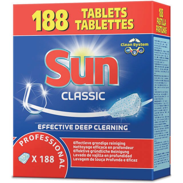 Tablete pentru Masina de spalat vase Professional Sun Clasic 3 in 1, 188 Tabs