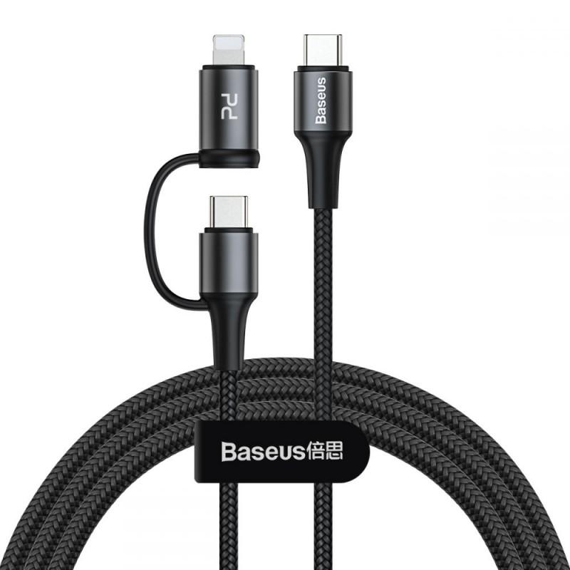 Cablu pentru incarcare si transfer de date Baseus 2 in 1 USB Type-C/Lightning 1m Negru