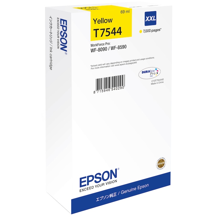 Epson T7544 patron, sárga, 7000 oldal