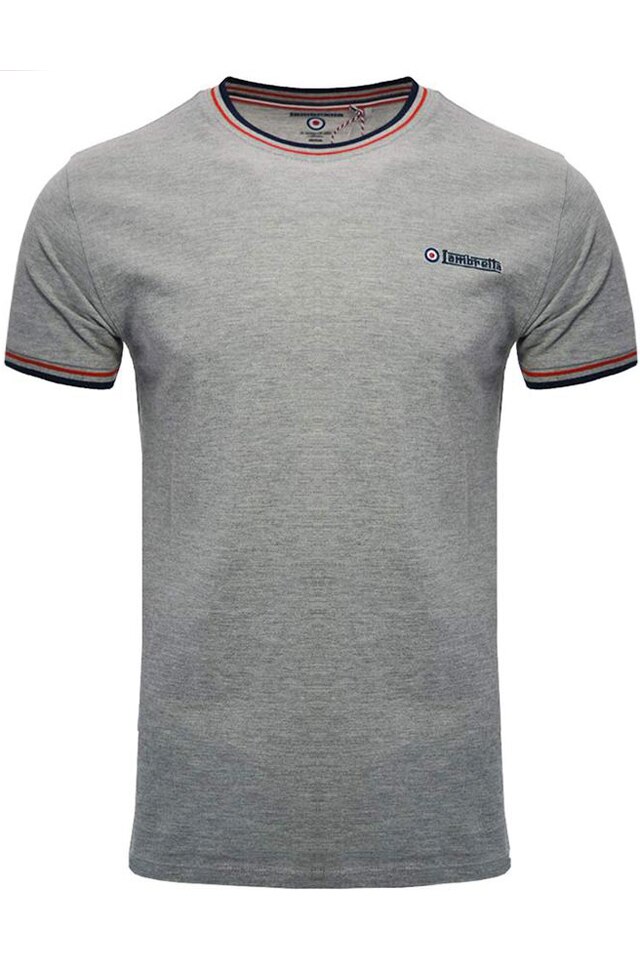 Tricou Tipped Pique Lambretta barbati, gri melange, marimea L