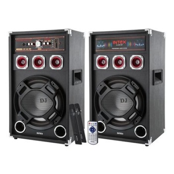 Set de 2 boxe Intex cu Amplificator si MP3 Player , Putere RMS 60 W x 2 , Radio FM , Port USB , Intrare Card SD , Design Modern si Culoare Negru Set de 2 boxe Intex cu Amplificator si MP3 Player , Putere RMS 60 W x 2 , Radio FM , Port USB , Intrare Card SD , Design Modern si Culoare Negru