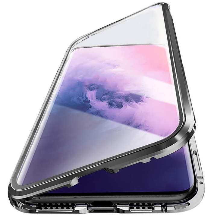 Husa de protectie 360, Nytrogel, compatibila cu Samsung Galaxy A20 / A30, magnetica cu sticla fata-spate, Negru