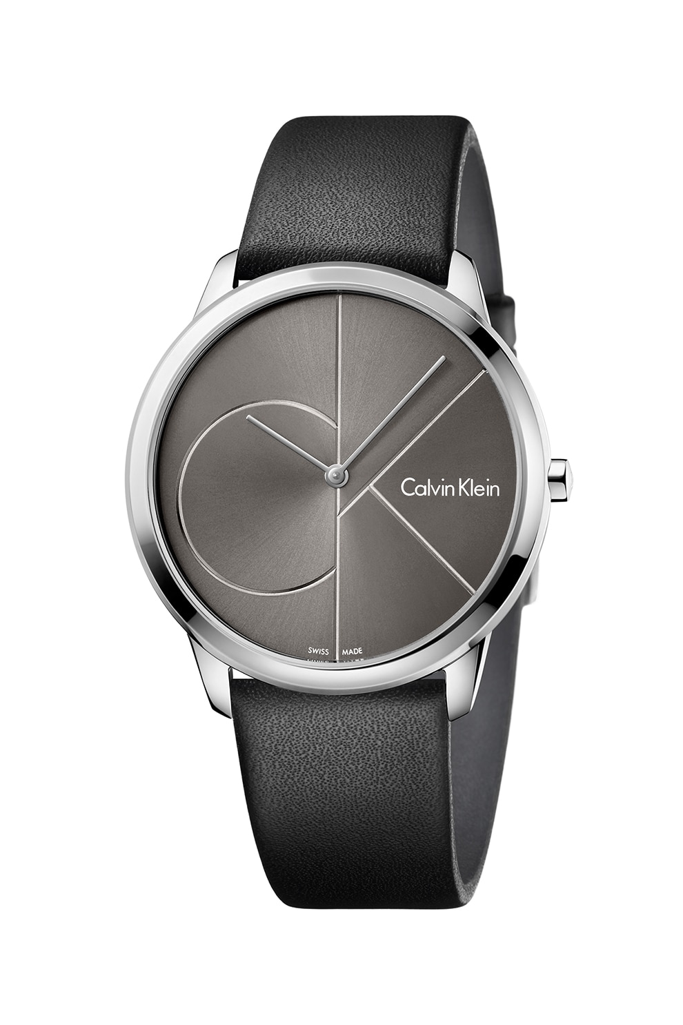 Calvin Klein, Ceas analog cu logo pe cadran, Negru/Argintiu