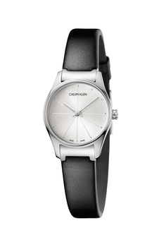 Calvin Klein, Ceas cu o curea de piele, Negru/Argintiu Calvin Klein, Ceas cu o curea de piele, Negru/Argintiu