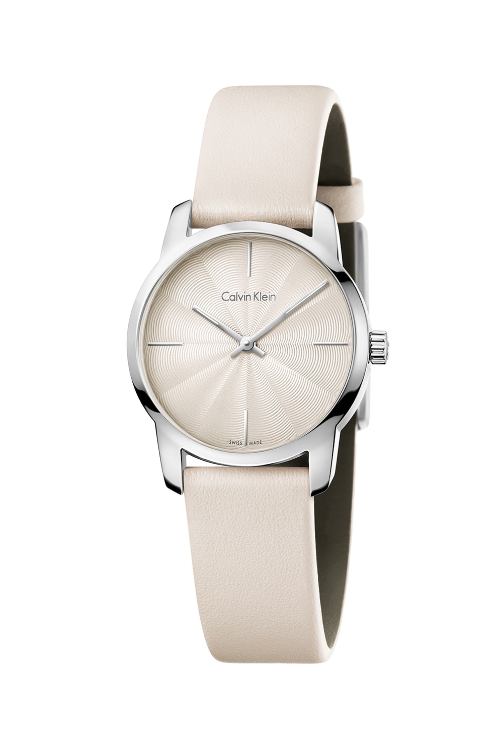 Calvin Klein, Ceas cu cadran cu aspect texturat, Bej/Argintiu