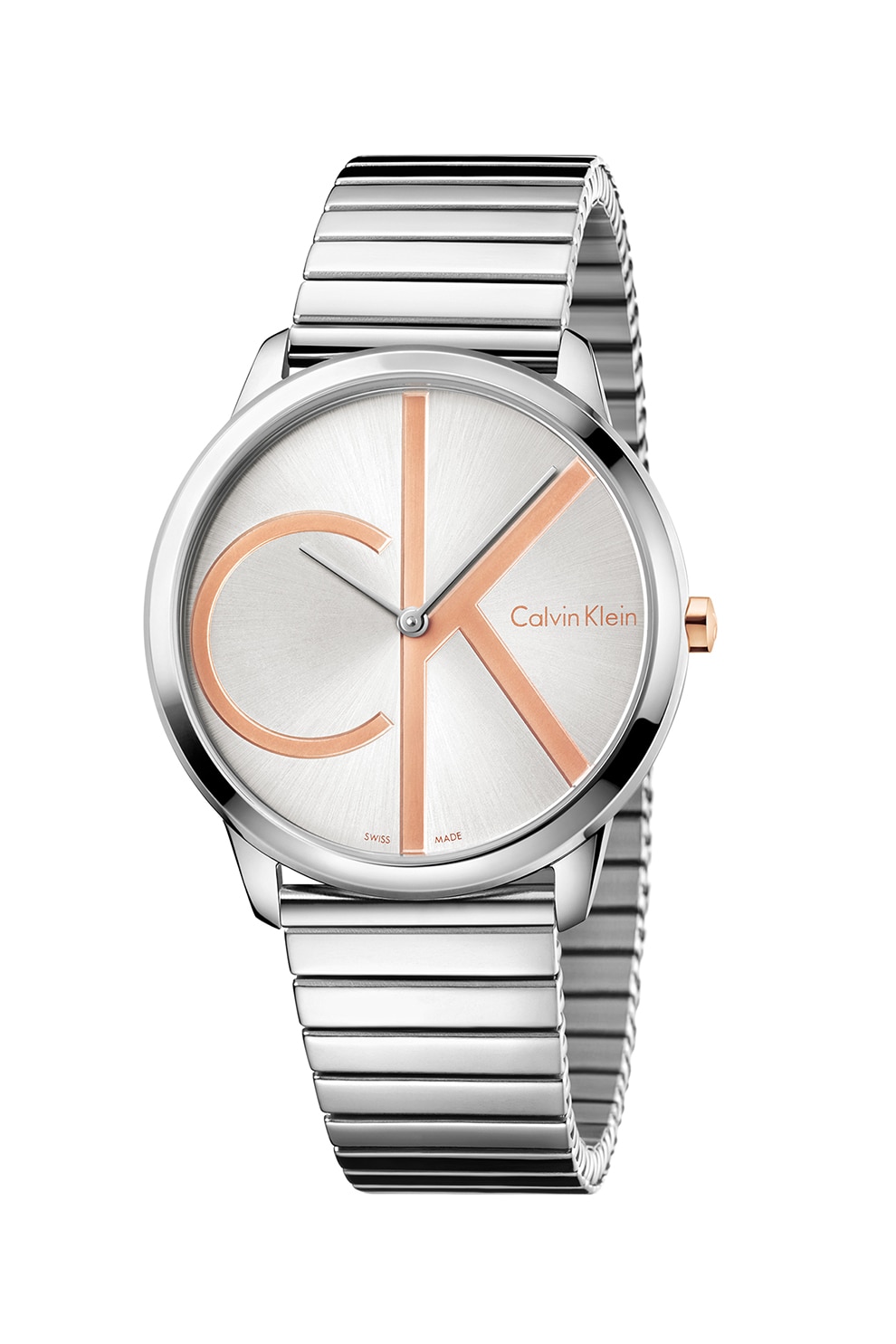 Calvin Klein, Ceas din otel inoxidabil cu mecanism elvetian, Argintiu