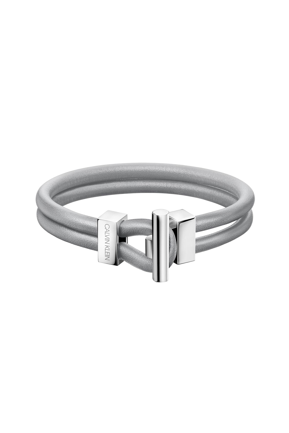 Calvin Klein, Bratara cu model impletit, Gri/Argintiu, 16.65 CM Standard