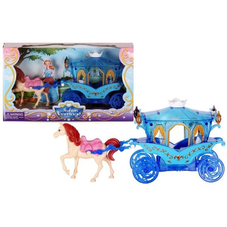 Caleasca albastra cu un cal, Mega Creative 31x17x8.5 cm Alb/Albastru