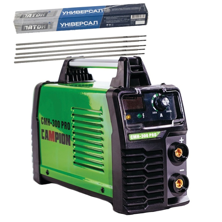 Campion CMH-300PRO MMA 300A hegesztőgép, elektródák 1-5 mm, hegesztő elektródák, Universal Paton, 3 mm