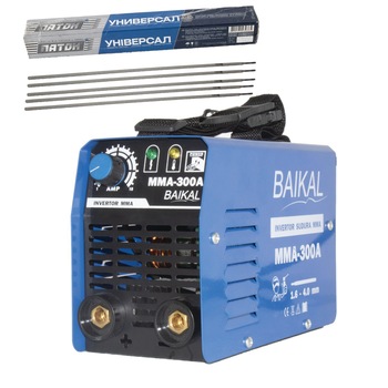 Set Invertor Aparat Sudura BAIKAL MMA 300A, 300Ah, diametru electrod 1.6 - 4 mm+Electrozi De Sudura, Universal Paton, 3mm Set Invertor Aparat Sudura BAIKAL MMA 300A, 300Ah, diametru electrod 1.6 - 4 mm+Electrozi De Sudura, Universal Paton, 3mm