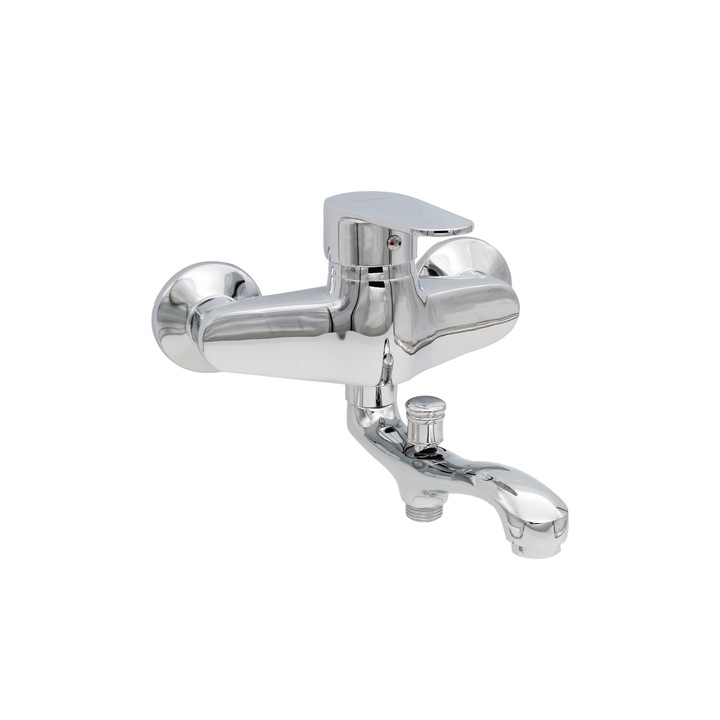 Kád csaptelep közepes csővel, Gelamor, 2085 SD, sárgaréz, króm, vízcső és tömlő mellékelve