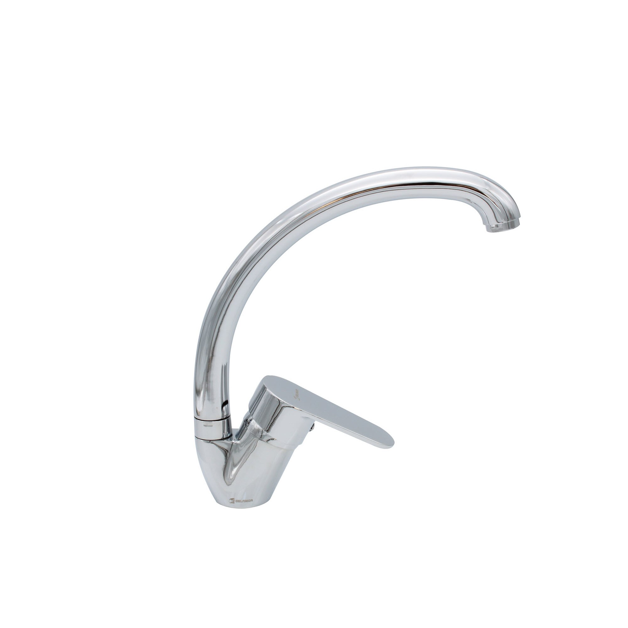 Baterie de bucatarie cu teava inalta, Gelamor, 2087, alama, crom, racorduri flex 1/2