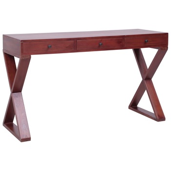 Birou de calculator vidaXL, Maro inchis, Lemn masiv de mahon, 132 x 47 x 77 cm Birou de calculator vidaXL, Maro inchis, Lemn masiv de mahon, 132 x 47 x 77 cm