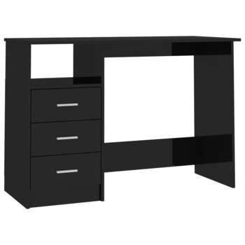 Birou cu sertare vidaXL, Negru, 100 x 50 x 76 cm, PAL extralucios Birou cu sertare vidaXL, Negru, 100 x 50 x 76 cm, PAL extralucios