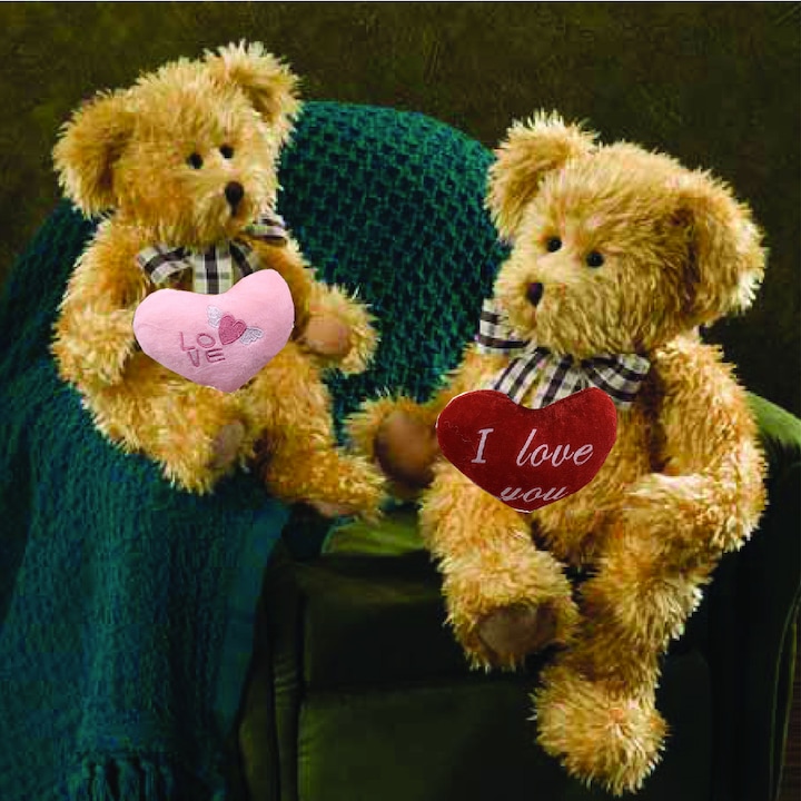 Russ Berrie Teddy Bear BENJAMIN plüss mackó szívvel, bézs, 33 cm, 34295V