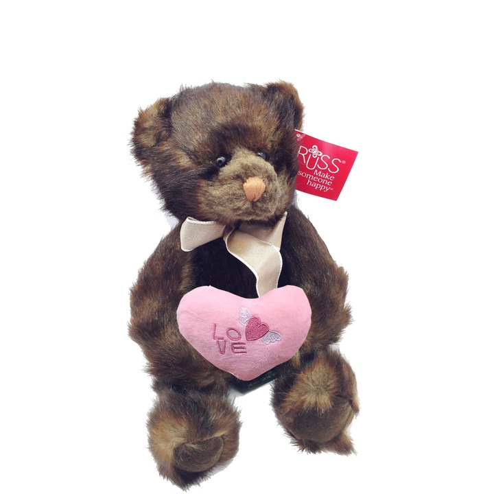 Ursulet Russ Berrie SIENNA cu inima de dragoste, maro inchis, 30 cm, 34475V