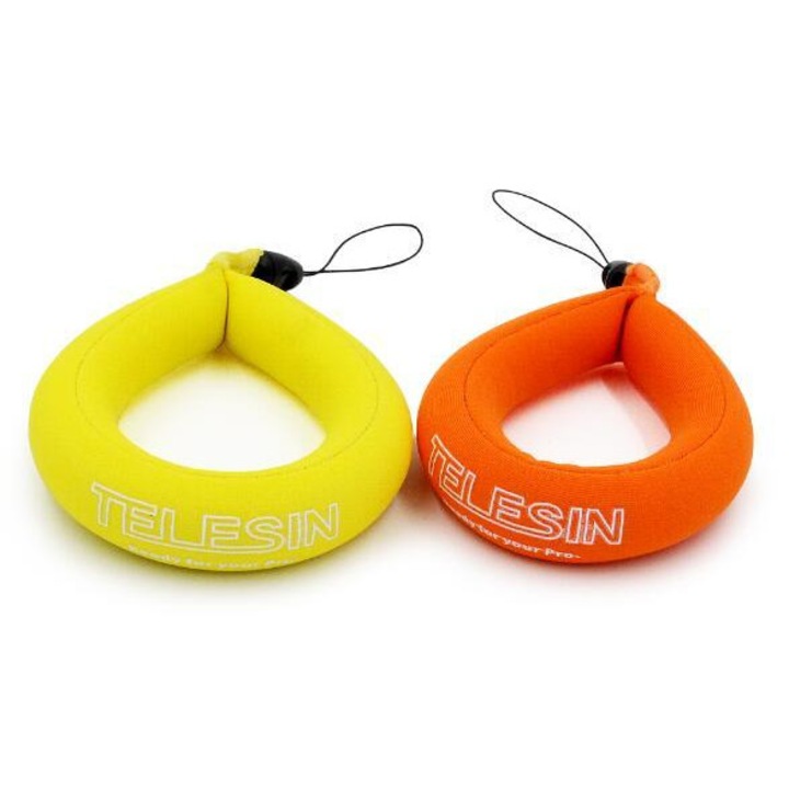 2 броя неопренова каишка HQwear Telesin за ръка за екшън камери, Жълт + Оранжев