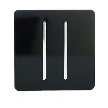 Comutator dublu Trendi Switch Piano Negru, 250V, 10A Comutator dublu Trendi Switch Piano Negru, 250V, 10A