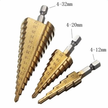 Set 3 burghie tip Freza Elicoidala (in trepte) pentru metal 4-10mm|4-20mm|4-32mm Set 3 burghie tip Freza Elicoidala (in trepte) pentru metal 4-10mm|4-20mm|4-32mm