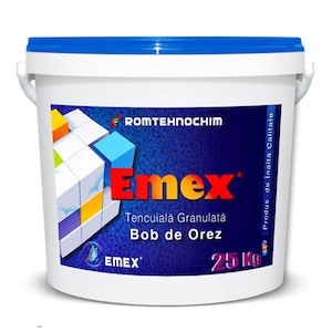 Tencuiala Decorativa Granulata “EMEX” cu aspect Bob de Orez , Light Grey, Bidon 25 KG