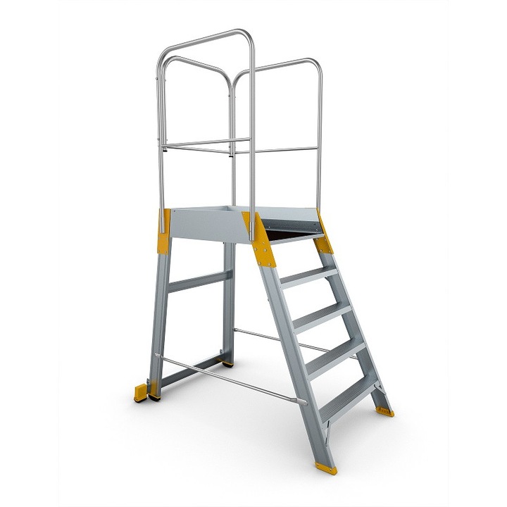 Platforma mica cu trepte pe o parte 9505 Alverosal , aluminiu 1*5 trepte