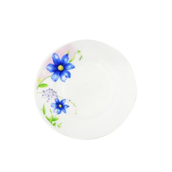 Set 6 farfurii opal adanci 22.8cm,decor floare albastra