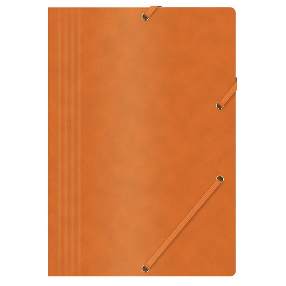 Set 10 Mape din Carton A4 OFFICE Products cu Burduf si Elastic pe Colturi, Culoare Portocalie