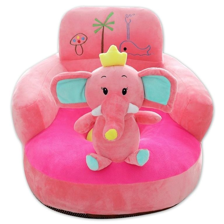Fotoliu pentru bebe din plus moale si catifelat, cu spatar - Regina Elefantica Krista®