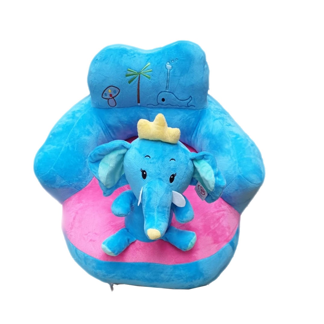 Fotoliu pentru bebe din plus moale si catifelat, cu spatar - Regele Elefant Krista®