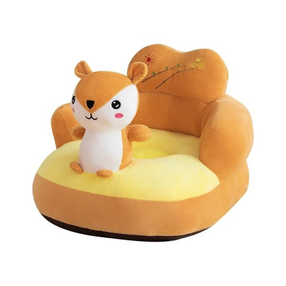 Fotoliu pentru bebe din plus moale si catifelat, cu spatar - Veverita Krista®