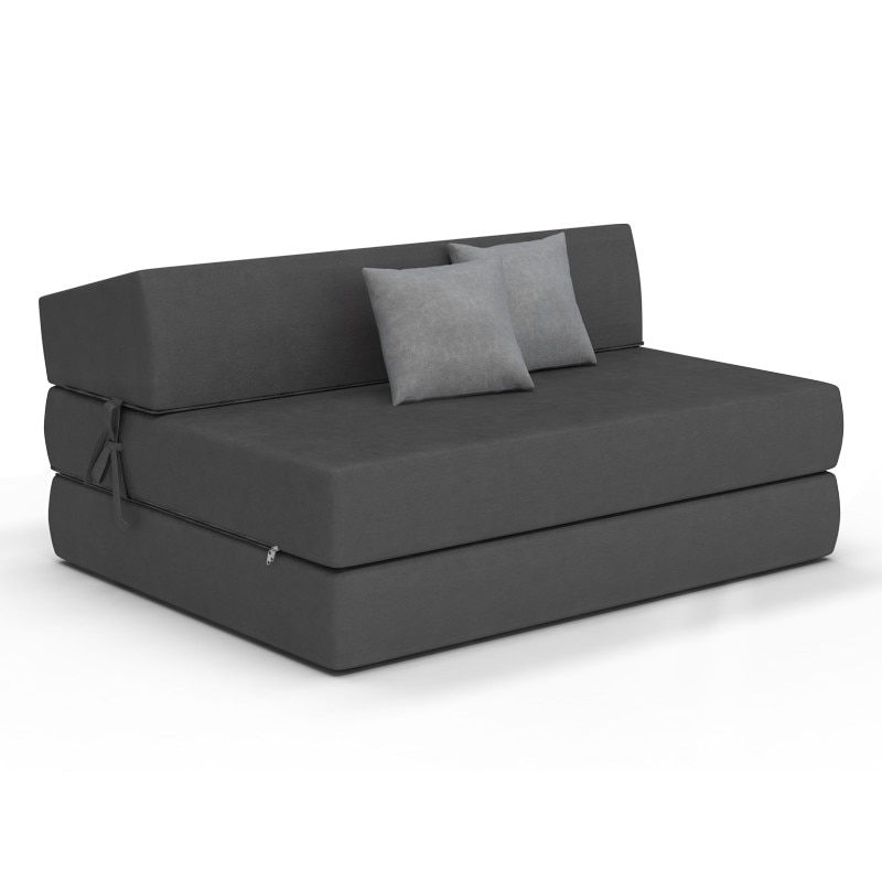 Saltea pliabila pentru copii/adolescenti tip canapea Spij zdrowo Alex, Gri inchis/Gri deschis