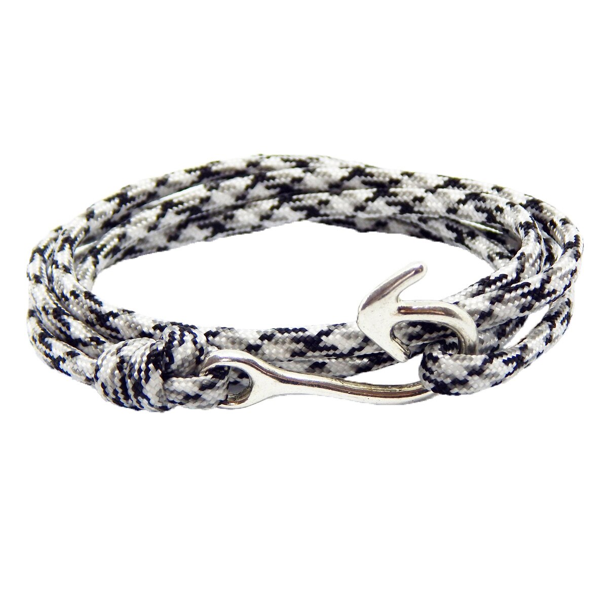 Bratara reglabila din snur paracord multicolor, alb