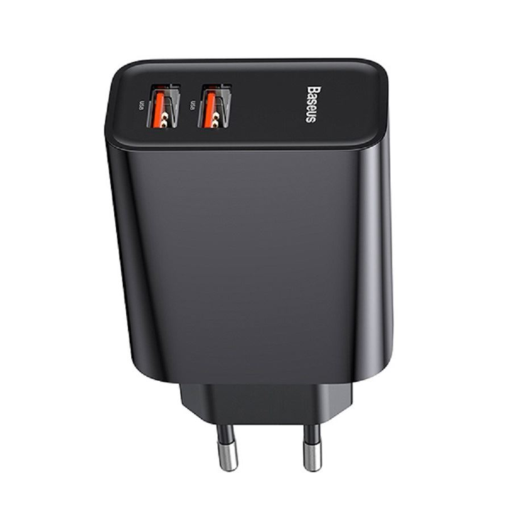 Baseus 2x USB-A hálózati töltő 30W fekete (CCFS-E01) (CCFS-E01)