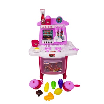 Set Bucatarie pentru Copii cu accesorii, Sunete, Lumini, 25 Piese, Roz Set Bucatarie pentru Copii cu accesorii, Sunete, Lumini, 25 Piese, Roz