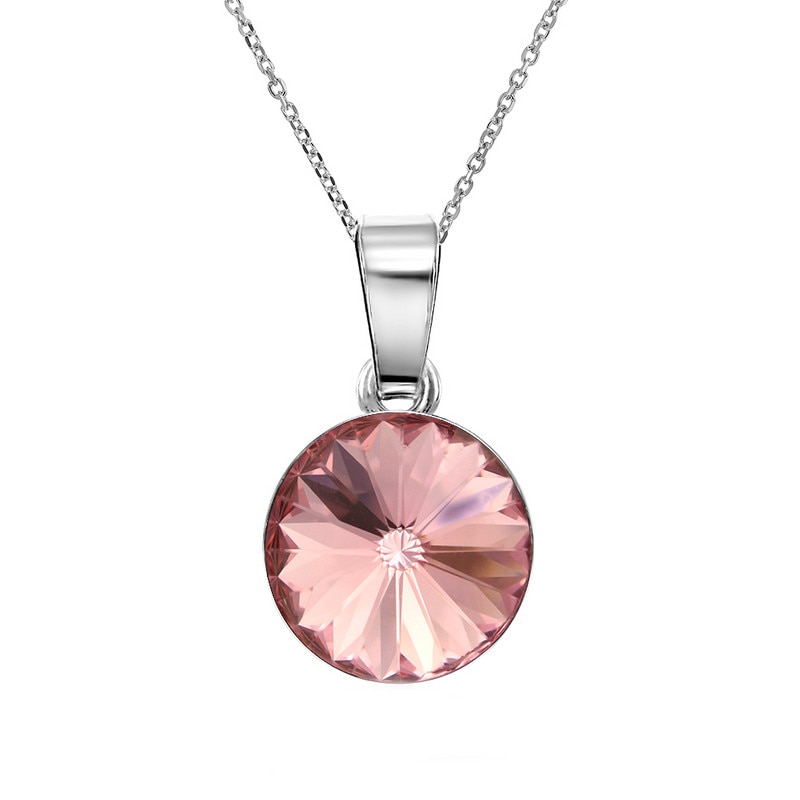 Colier Argint 925 placat cu rodiu cu Cristale Swarovski® Rivoli 10mm - Light Rose