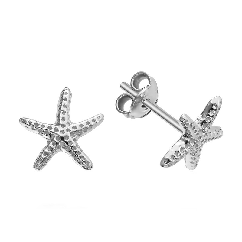 Cercei Argint 925 placat cu rodiu Starfish 10mm Surub