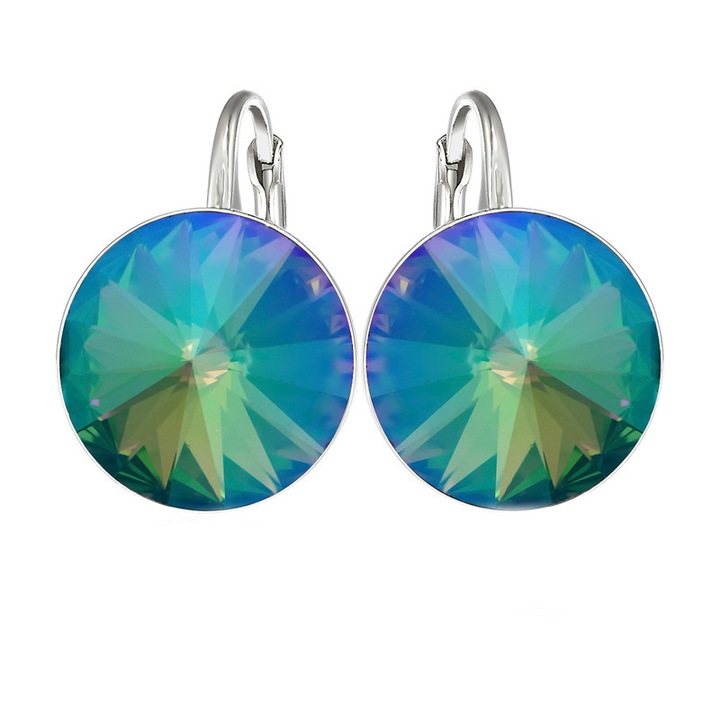 925 ezüst ródium bevonatú fülbevaló Swarovski® Rivoli kristályokkal, 10 mm-es karzat - Paradise Shine