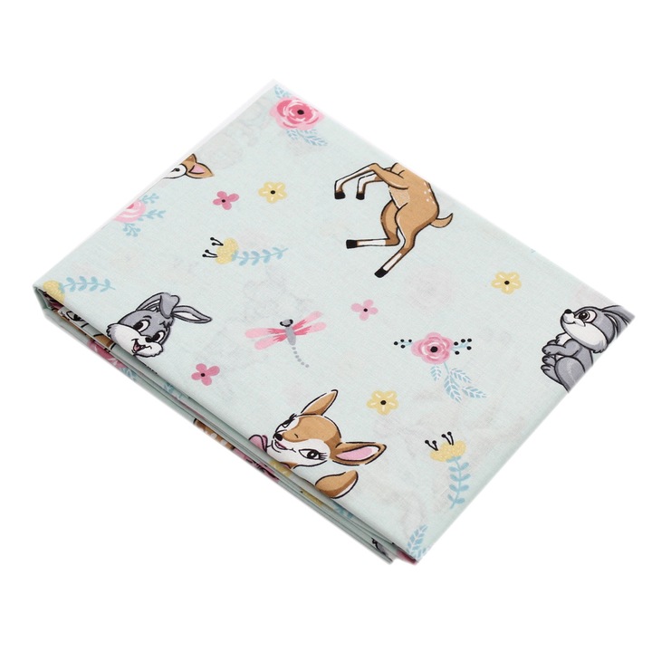 Cearceaf Balticbebe Verde, BUMBAC, 1 buc , Iepuras, Cu elastic - 140x70, 0 +