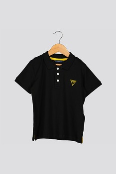 GUESS JEANS, Tricou polo cu detaliu logo brodat, Negru GUESS JEANS, Tricou polo cu detaliu logo brodat, Negru