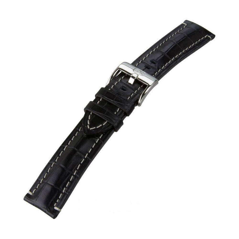 Curea de ceas Di-Modell Bali Chrono 3165-10242, 24mm, Negru, catarama argintie