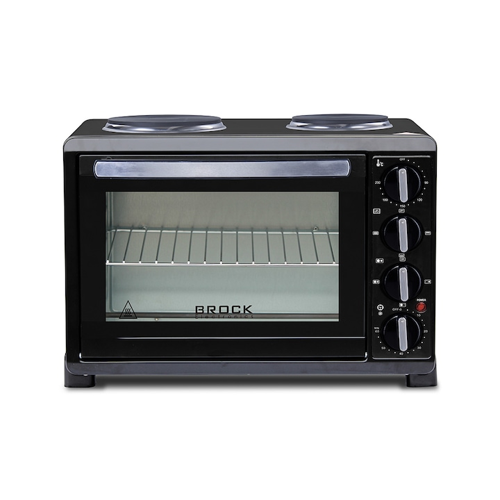 Готварска печка с два котлона BROCK TO 3002 B, 1440W+1500W, Конвекция, 30 литра, Таймер, Клас А, Черен
