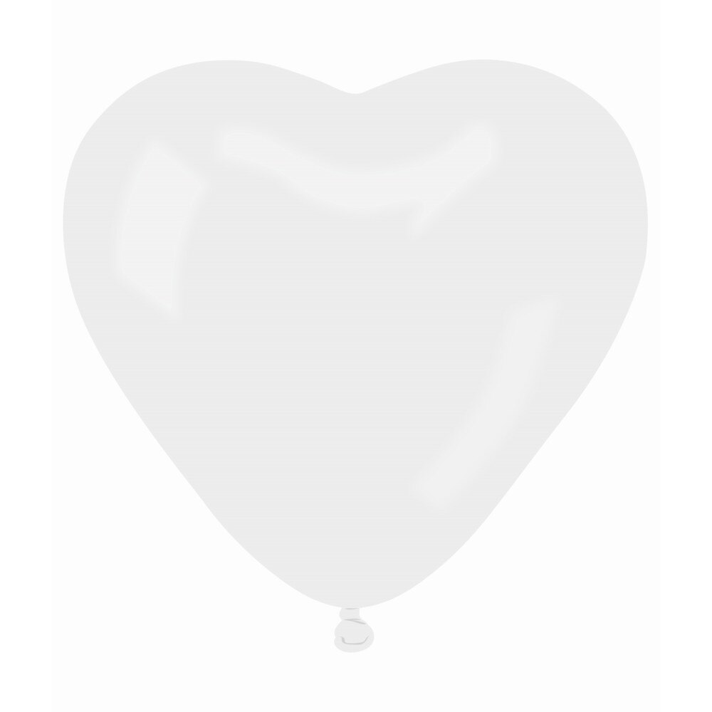 SET 10 Baloane latex in forma de inima, Diametru 25 cm, Alb 01, Gemar CR.01