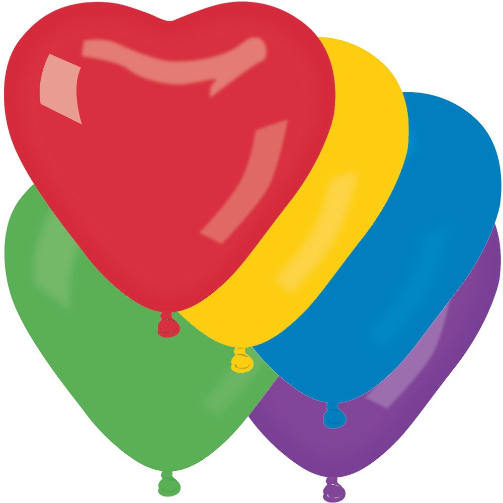 SET 10 Baloane latex in forma de inima, Diametru 25 cm, Asortate, Gemar CR.ASS