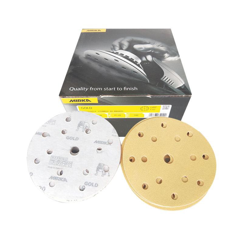 Set 100 discuri abrazive pentru slefuit cu gauri aspiratie 150mm - 15 gauri - Granulatie P400 - Mirka GOLD