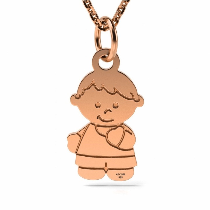 Colier din aur roz model Baietel gravat