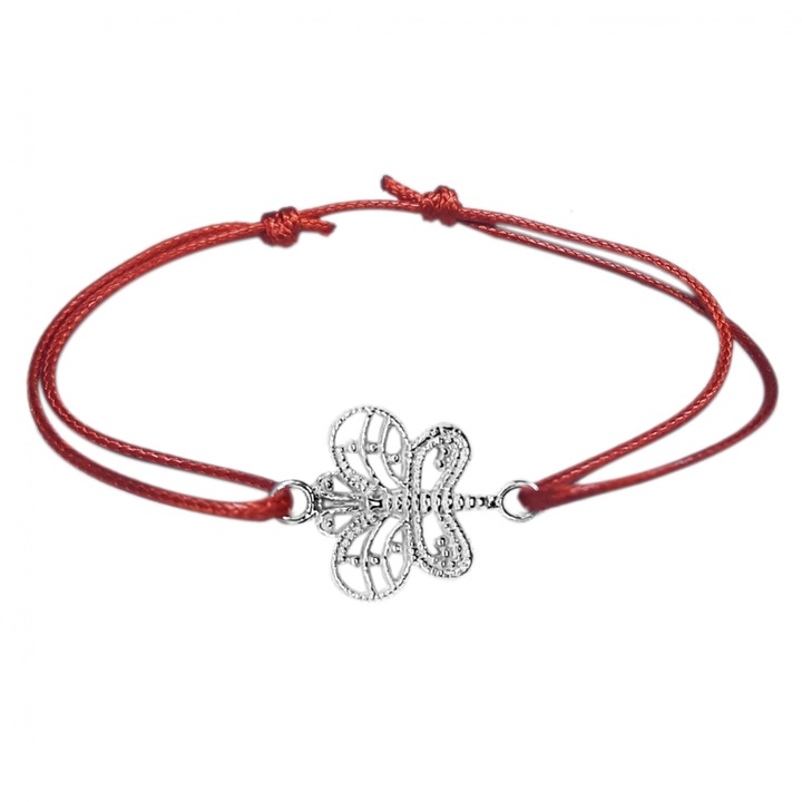 Személyre szabott piros szál karkötő Fluturas ezüst 9258125 Dras