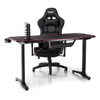 birou gaming cu suprafata tip mousepad idealstore shark gd hold dimensiuni 140 x 66 x 77 cm prevazut cu picioare stabile accesorizat cu suport pentru casti pahar si mousepad echipat cu orificii speciale pentru cabluri negru-rosu imagen 11_0_
0